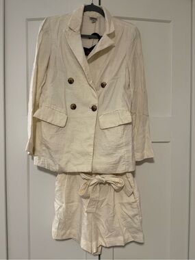 a new day Cream Lightweight Blazer & Shorts Set
